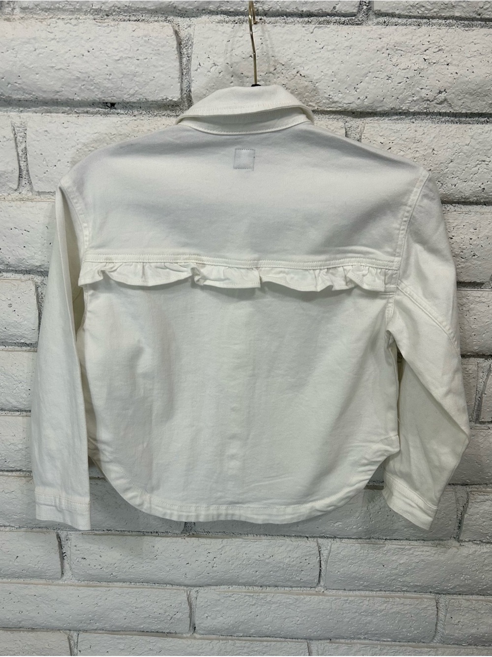 Gap Denim White Ruffle Detail Cropped Jean Jacket Girls Size 8 NWT - Picture 5 of 5